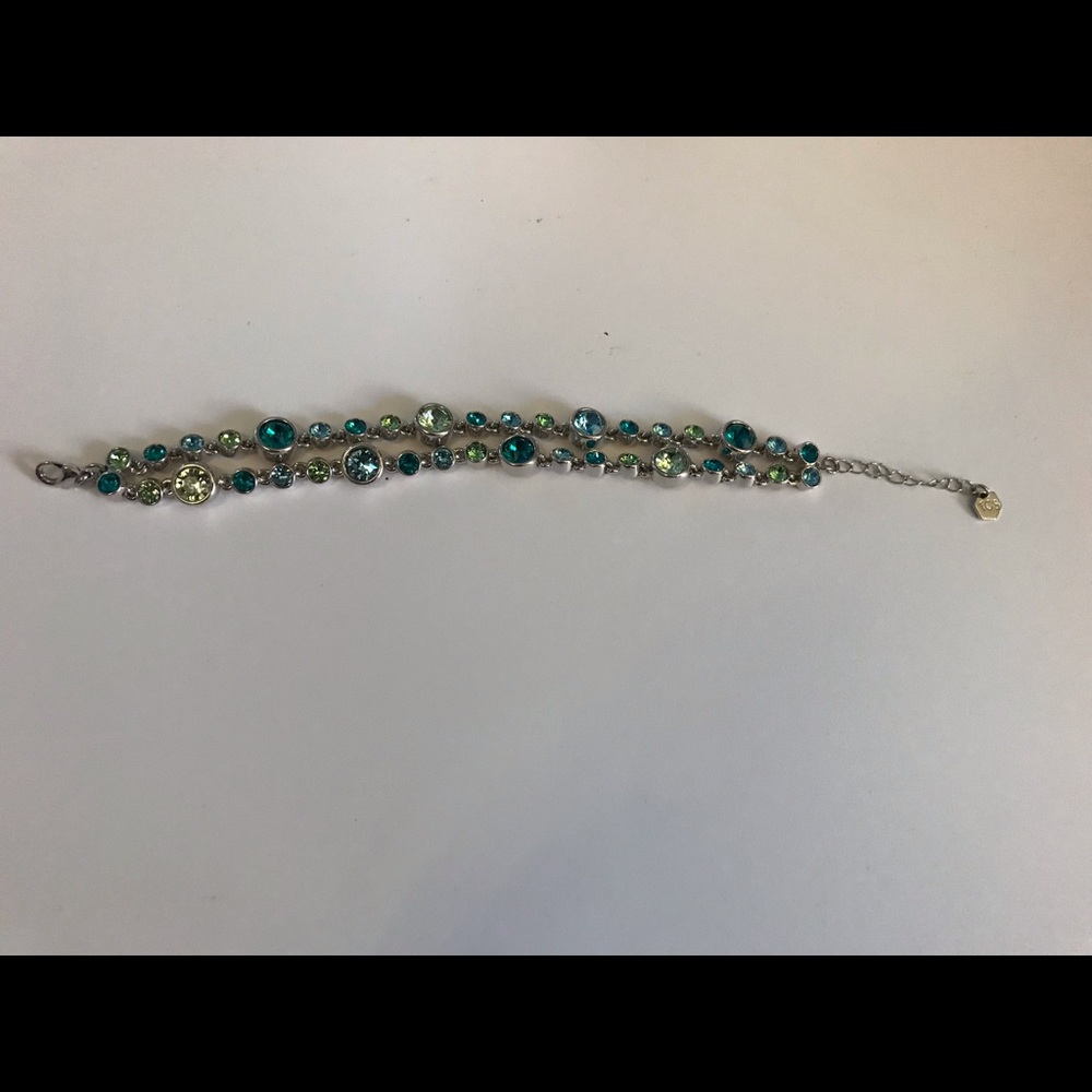 Touchstone Crystal doublestand blue and green bracelet
